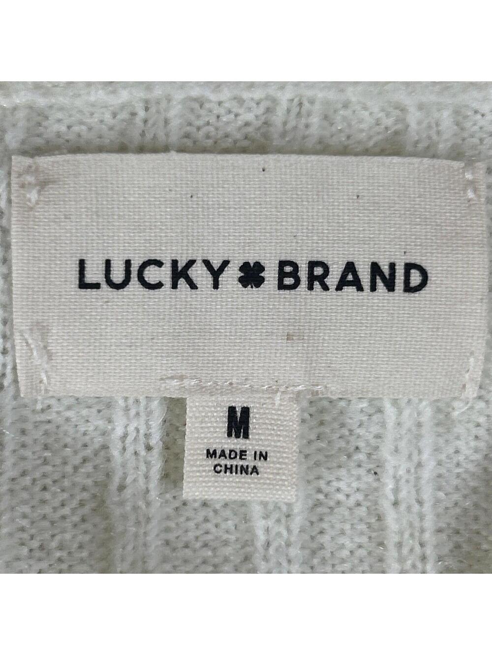 $99 Lucky Brand Womens Ribbed Knit Hooded Sweater Marshmallow Size M - Picture 5 of 10